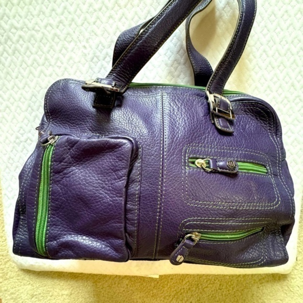 Bradley.  Purple leather handbag/purse